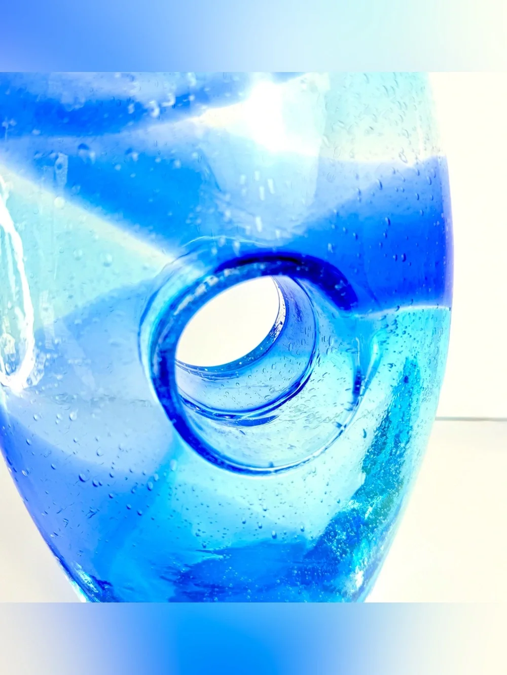Vintage Cali Margie’s Garden Creative Artisans Hand Blown Blue Bubble Glass Vase